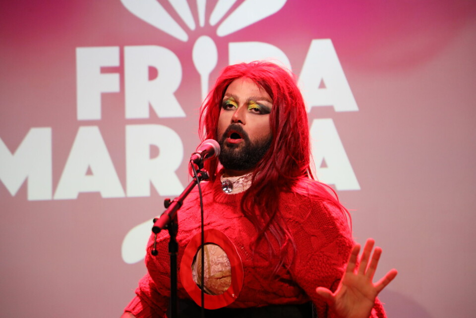 Frida Marida på scenen under et dragshow i Oslo på fredag. Frida Marida på scenen under et dragshow i Oslo på fredag.