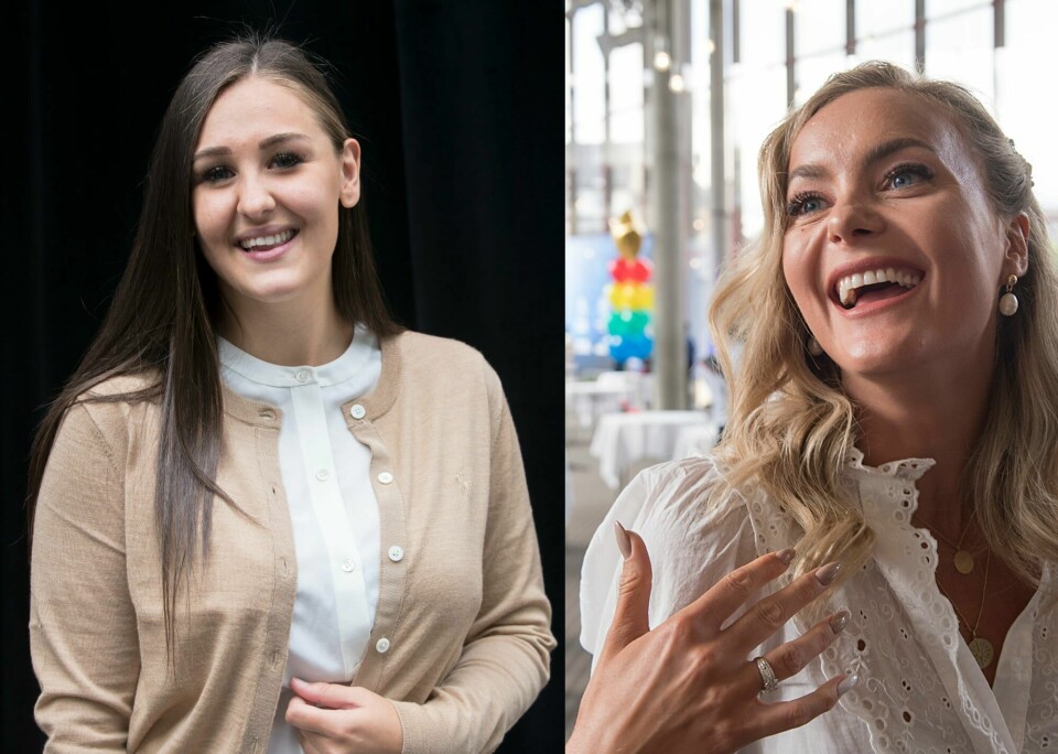 Anna Rasmussen og Caroline Berg Eriksen er blant dem som har fått betalt av Albert for å reklamere for matte-appen med sine egne barn. anna rasmussen og caroline berg eriksen