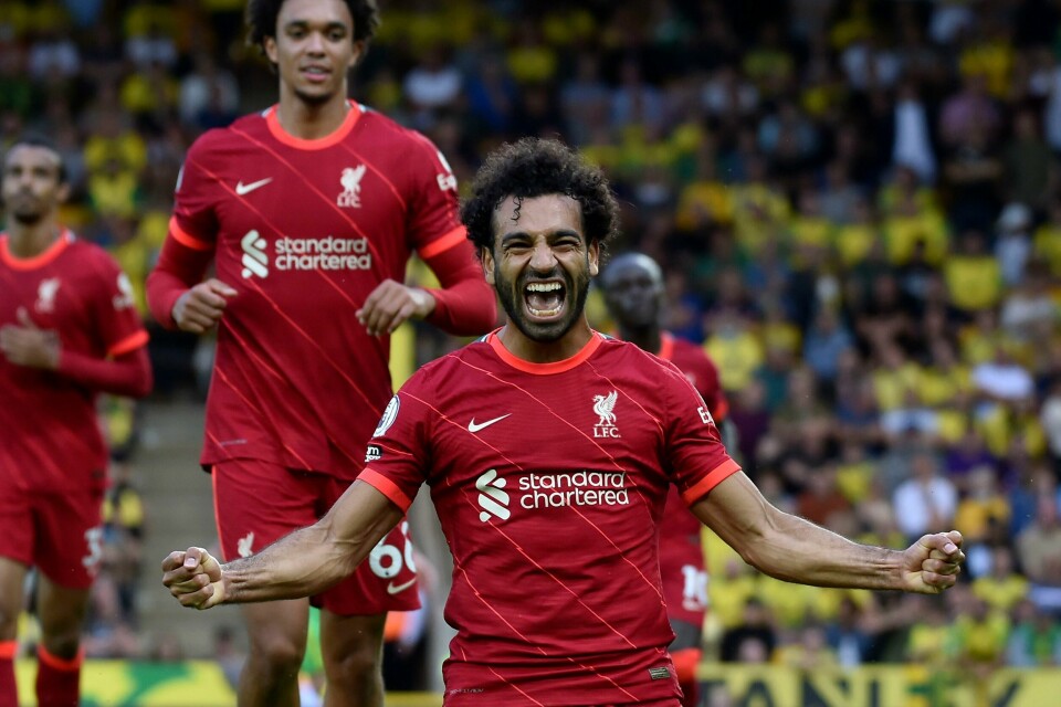 Mohamed Salah kunne juble for mål i sin femte strake åpningskamp. Mohamed Salah kunne juble for mål i sin femte strake åpningskamp. Foto: Rui Vieira / AP / NTB