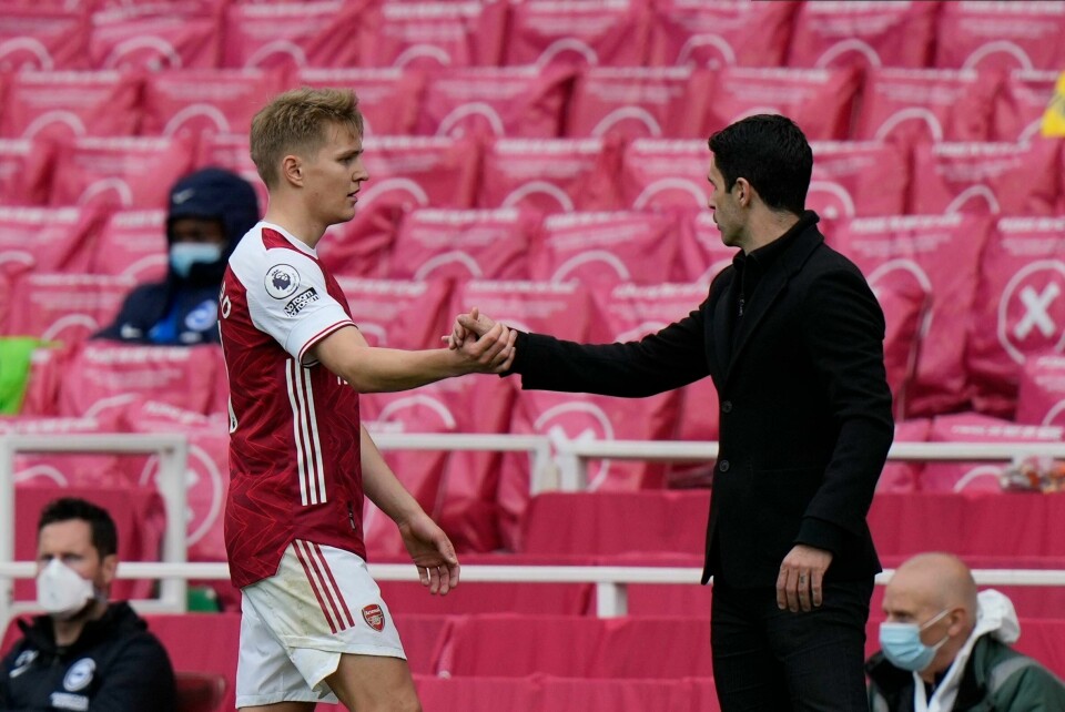 Martin Ødegaard og Arsenal-manager Mikel Arteta. Martin Ødegaard og Arsenal-manager Mikel Arteta.