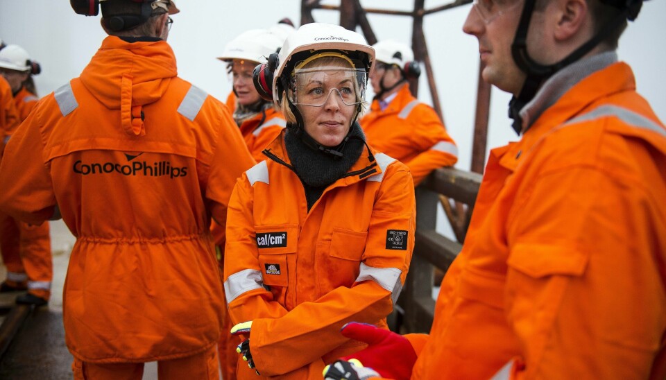 FylkesordførerMarianne Chesak under et besøk på Ekofisk-feltet i Nordsjøen for å markere at det er 50 år siden oljefunnet ble påvist av det amerikanske oljeselskapet Phillips Petroleum Company. Marianne Chesak