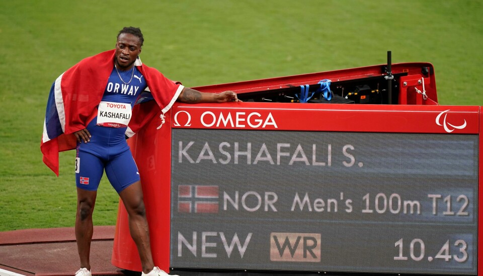 Den norske sprinteren Salum Kashafali (27) løp inn til gull på 100 meter i Paralympics i Tokyo søndag. Han satte også ny verdensrekord på tiden 10,43. Fredrik Solberg i aksjon under finalen i 50m freestyle for herrer i klassen S9 under Paralympics i Tokyo.Foto: Torstein Bøe / NTB