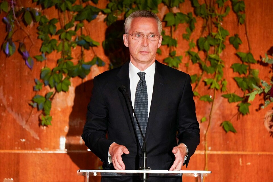 Generalsekretær i NATO Jens Stoltenberg under Rune Gerhardsens bisettelse i Samfunnssalen i Oslo. Jens Stoltenberg