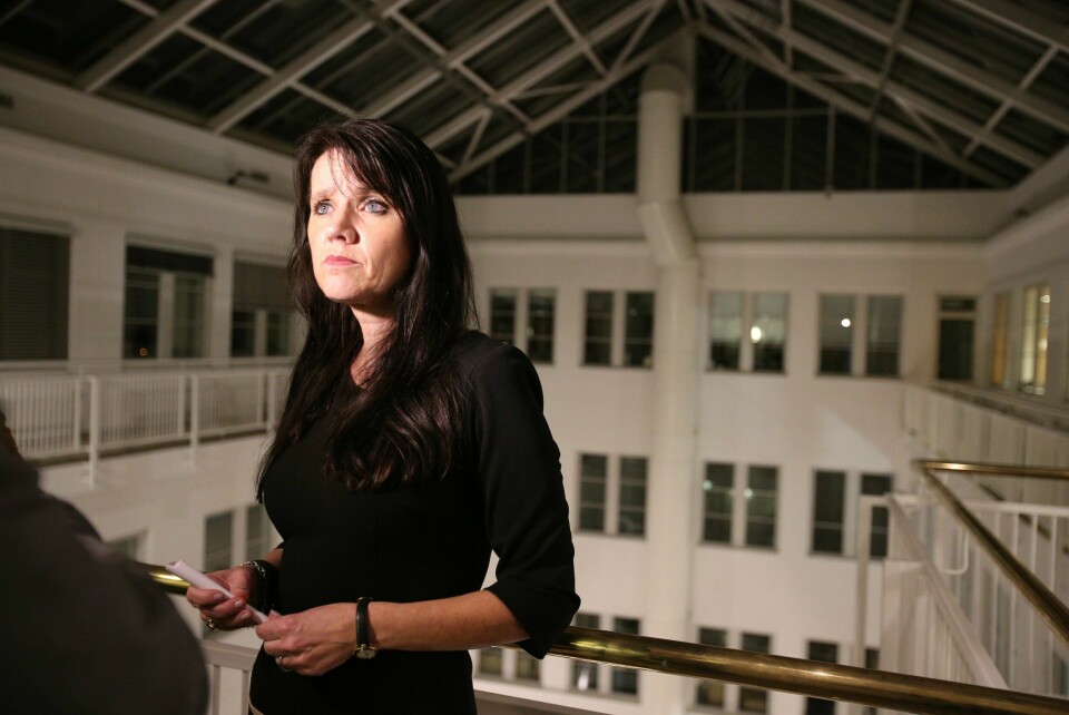 Administrerende direktør Anne-Kari Bratten i Spekter, her under mekling i 2016 Oslo 20161027.Administrerende direktør Anne-Kari Bratten i Spekter etter at den tvungne meklingen mellom partene i lokførerstreiken har brutt sammen. Dermed fortsetter streiken blant lokførerne. Foto: Audun Braastad / NTB