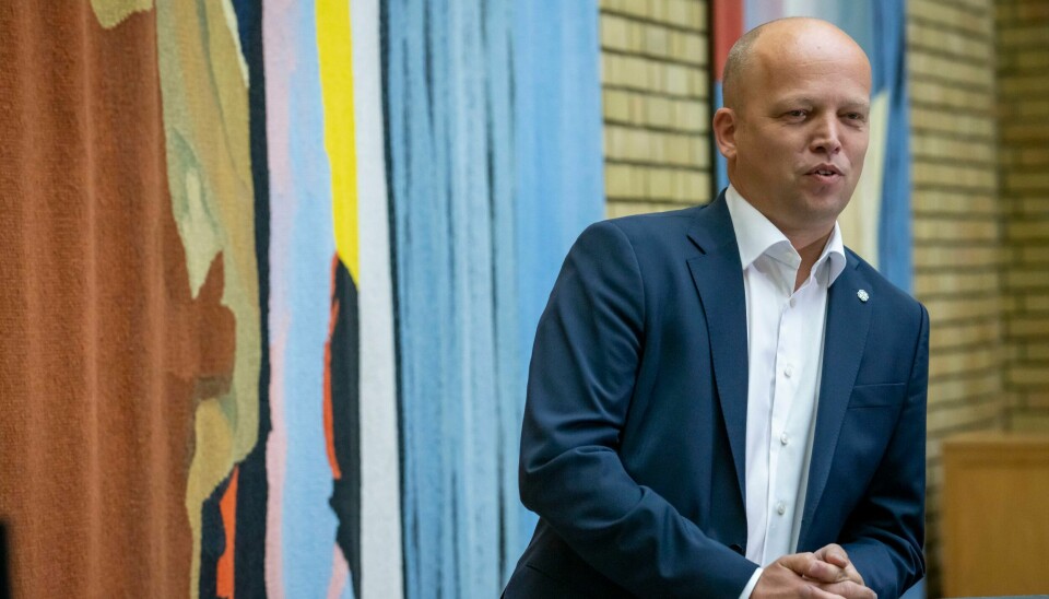 SP-leder Trygve Slagsvold Vedum under et pressetreff etter sentralstyremøtet i Senterpartiet. Vedum