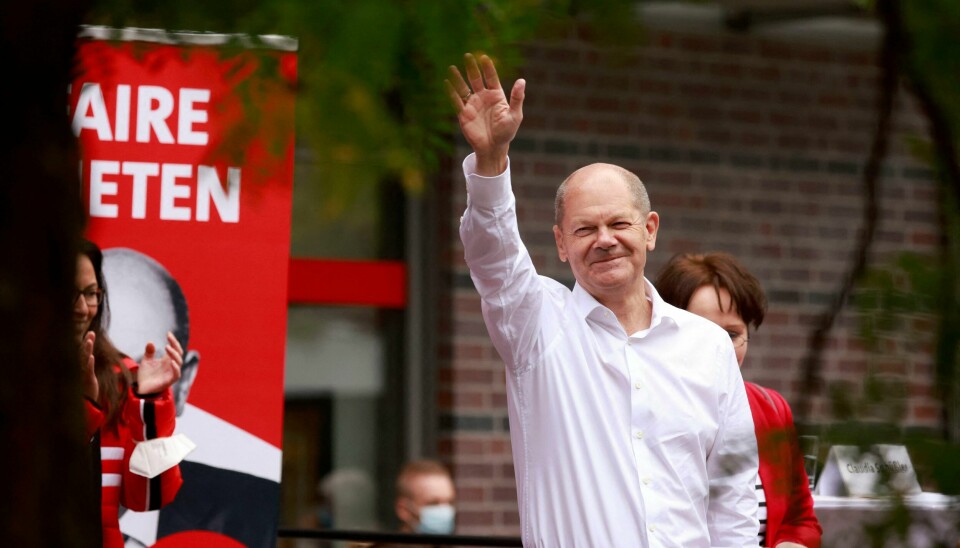 Finansminister og visekansler Olaf Scholz sikter seg inn på å overta for Angela Merkel i søndagens valg. Finansminister og visekansler Olaf Scholz sikter seg inn på å overta for Angela Merkel i søndagens valg.