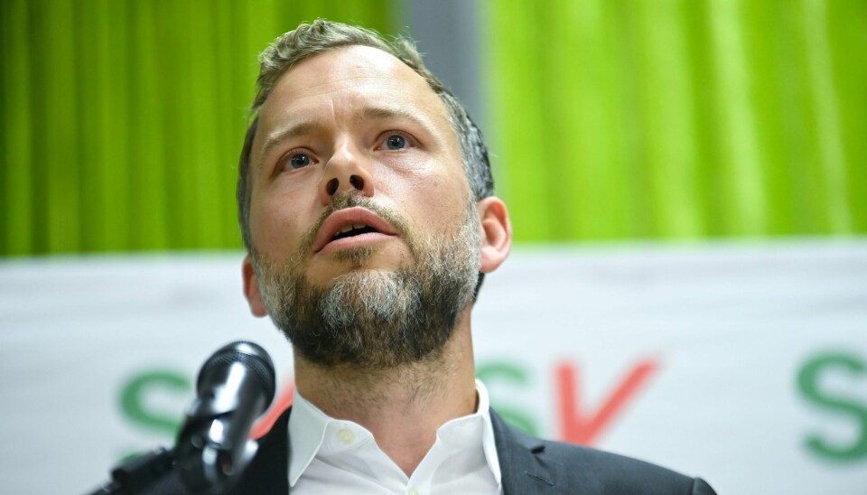 Partileder Audun Lysbakken under hans tale til landsstyret lørdag på Thon Hotel Opera i Oslo. Partileder Audun Lysbakken under hans tale til landsstyret lørdag på Thon Hotel Opera i Oslo. Foto: Annika Byrde / NTB