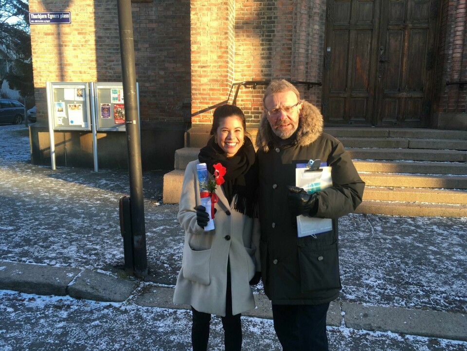 Byråd Lan Marie Berg (MDG) og leder Tommy Grøtterud i Kampen vel.