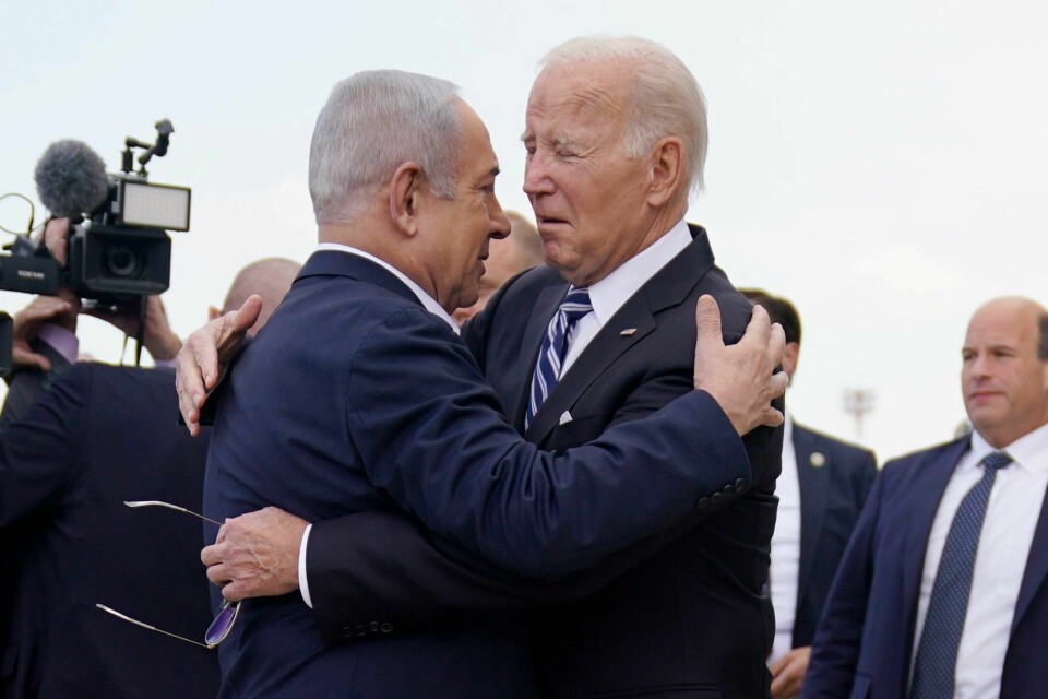 Statsminister Benjamin Netanyahu under møtet med USAs Joe Biden i høst. .