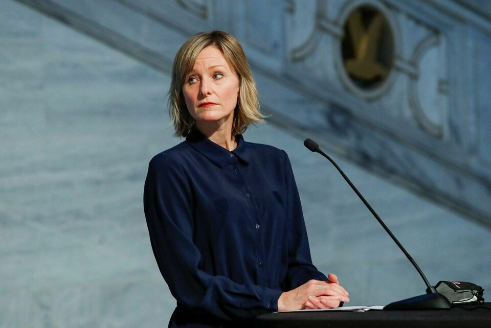Oppvekst- og kunnskapsbyråd Inga Marte Thorkildsen under en pressekonferanse. Foto: Terje Bendiksby/NTB