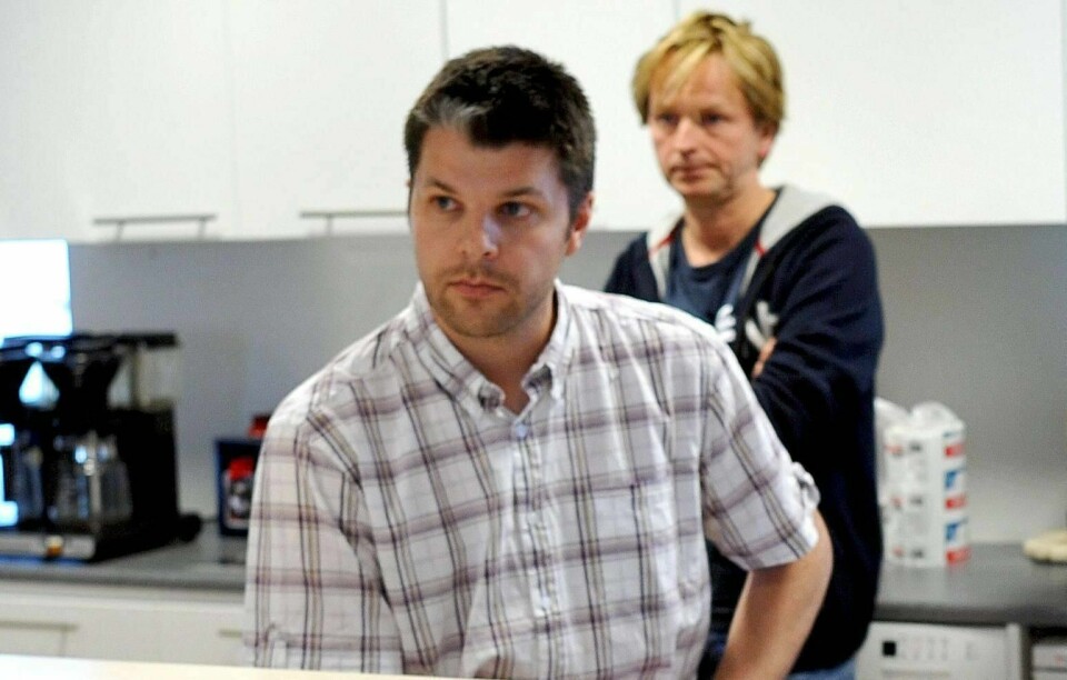 Eierne av Radio Prime Per Olav Andersen (foran) og Ole Evenrud har en gigantisk jobb med å rette opp røde tall i hele Prime-systemet. Ved utgangen av forrige regnskapsår hadde de fire Prime-selskapene en negativ egenkapital på 6,2 millioner kroner. (Arkiv