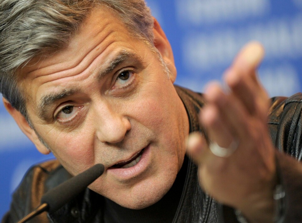 George Clooney fikk et spørsmål han ikke likte i Berlin. FOTO: NTB scanpix