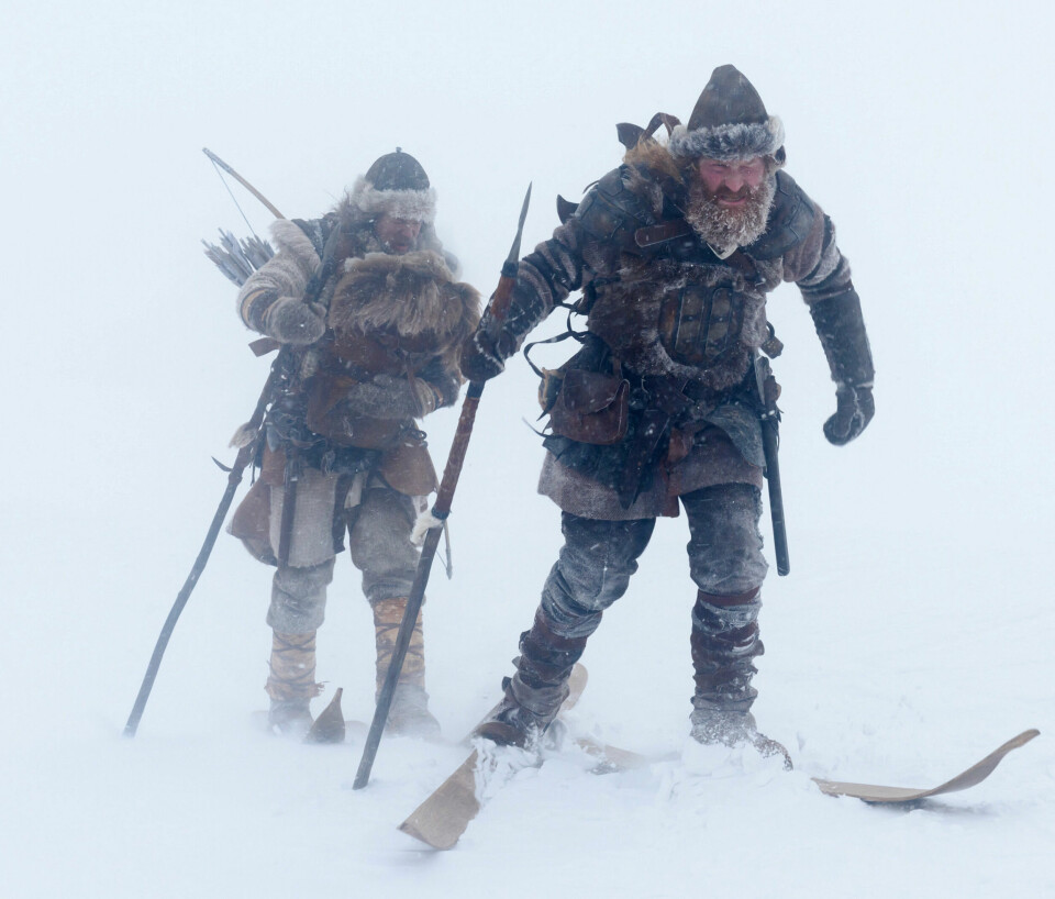Torstein Skevla (Kristofer Hivju) og Skjervald Skrukka (Jakob Oftebro) i fart gjennom Østerdalen for å få kongesønnen fram til Nidaros. FOTO: Nordisk Film Distribusjon AS Torstein Skevla (Kristofer Hivju) og Skjervald Skrukka (Jakob Oftebro) i fart gjennom Østerdalen for å få kongesønnen fram til Nidaros. FOTO: Nordisk Film Distribusjon AS