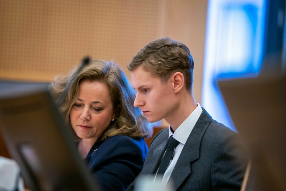 Philip Manshaus og forsvarer Unni Fries i Oslo tingrett mandag.