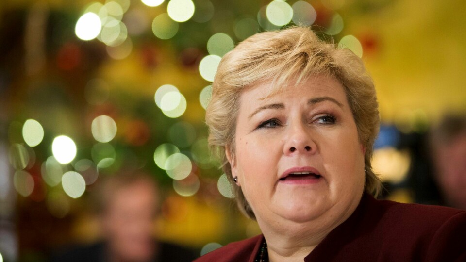 Statsminister Erna Solberg (H) fotografert før sin halvårlige pressekonferanse i regjeringens representasjonsanlegg i Oslo torsdag formiddag. FOTO: Håkon Mosvold Larsen/NTB scanpix