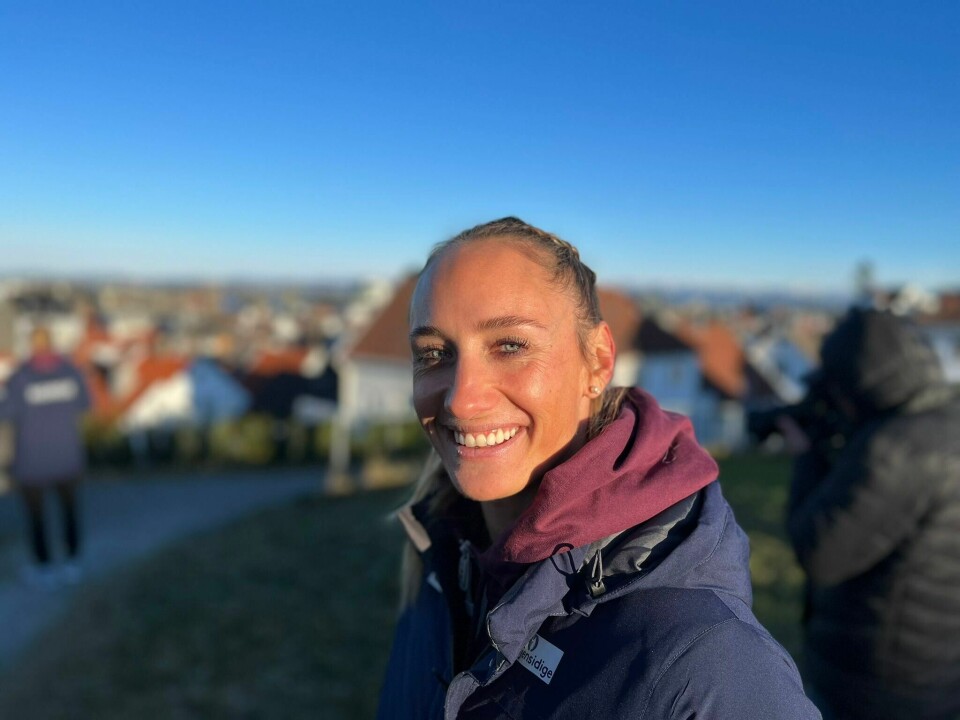 Camilla Herrem feirer mannens 40-årsdag i Stavanger med VM-spill. Camilla Herrem