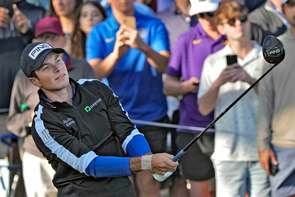 Viktor Hovland i aksjon på åpningsrunden i Players Championship. Viktor Hovland i aksjon på åpningsrunden i Players Championship. Foto: Lynne Sladky, AP / NTB