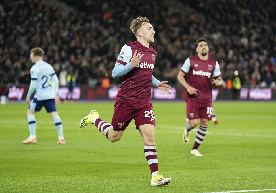Jarrod Bowen herjet med Brentford. Jarrod Bowen herjet med Brentford. Foto: Zac Goodwin/PA via AP / NTB