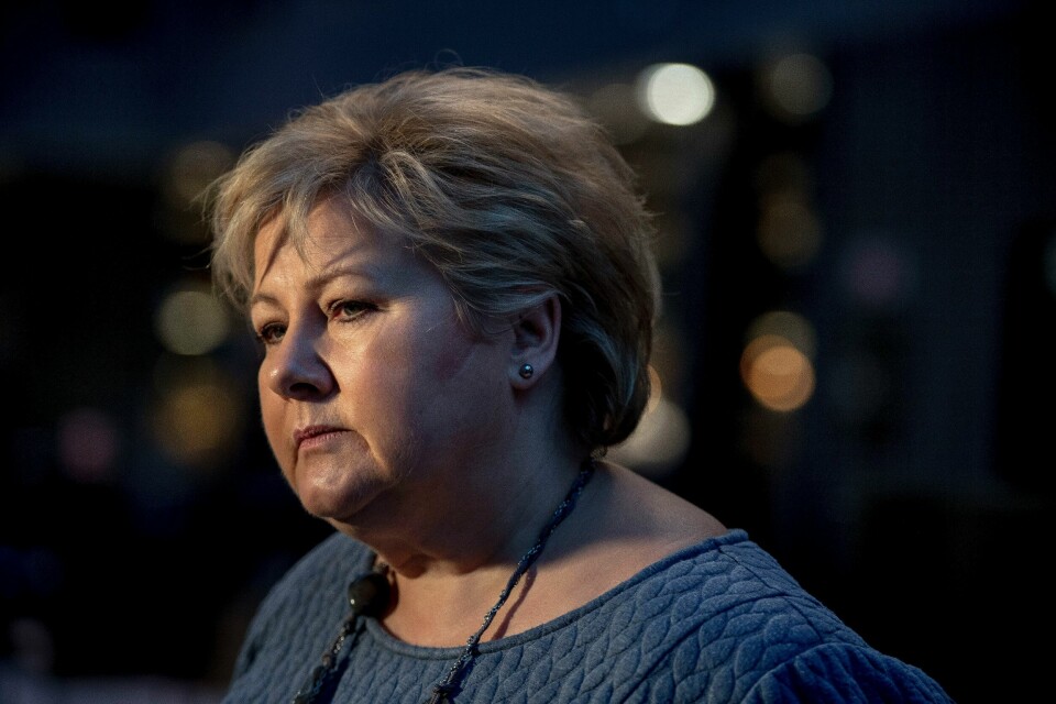Høyre-leder Erna Solberg kommer til Solamøtet 2024. Bildet er fra samme møte tilbake i 2018 Høyre-leder Erna Solberg kommer til Solamøtet 2024. Bildet er fra samme møte tilbake i 2018