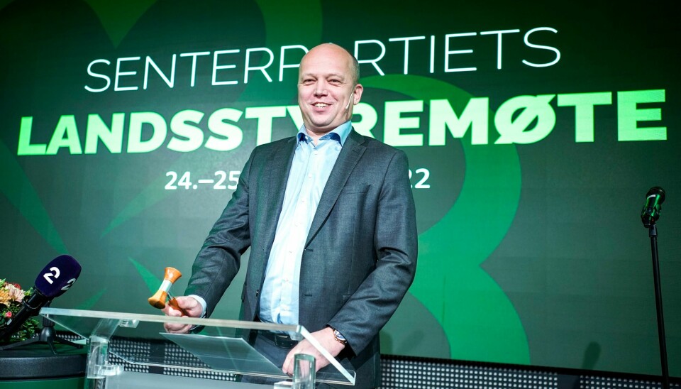 Partileder Trygve Slagsvold Vedum holdt tale under Senterpartiets landsstyeremøte. Partileiar Trygve Slagsvold Vedum (Sp) under sentralstyremøtet i Senterpartiet måndag.Foto: Heiko Junge / NTB / NPK