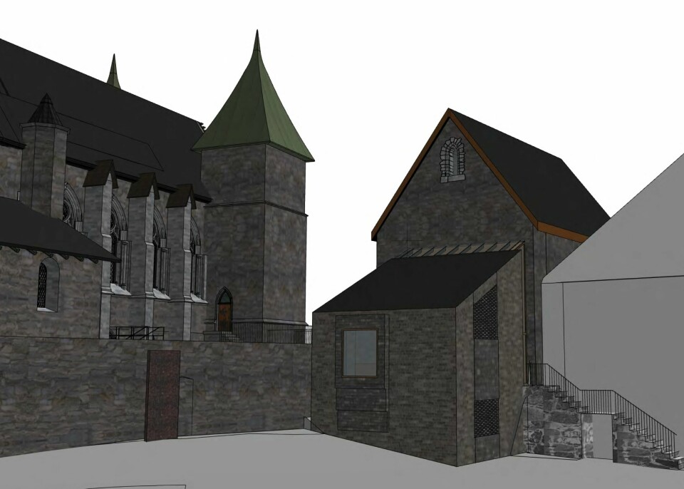 Illustrasjon av planene for det nye tilbygget sett fra skolegården på Kongsgård, laget av Arkitektkontoret Schjelderup & Gram Illustrasjon av planene for det nye tilbygget sett fra skolegården på Kongsgård, laget av Arkitektkontoret Schjelderup @ Gram