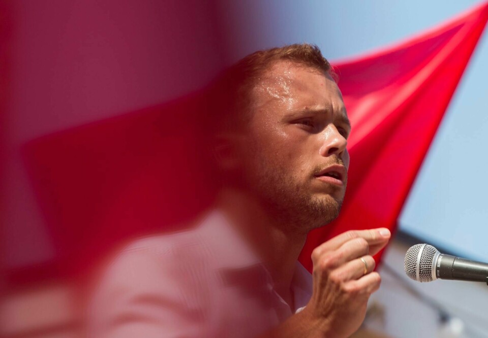SV-leder Audun Lysbakken da han besøkte SUs sommerleir i 2013. Audun Lysbakken