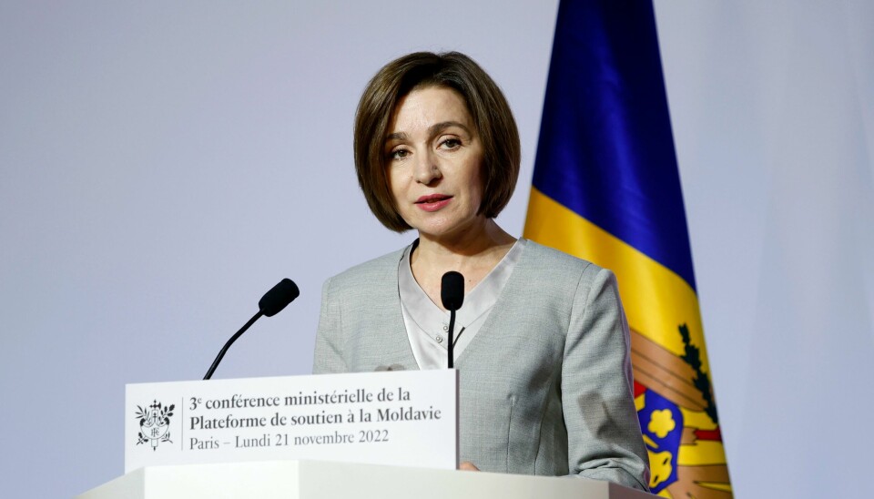 Moldovas president Maia Sandu holder en tale i Paris. Utbryterrepublikken Transnistria sluttet å sende strøm til andre deler av Moldova i begynnelsen av november. Det kan forverre landets energikrise. Moldovas president Maia Sandu holder en tale i Paris. Utbryterrepublikken Transnistria sluttet å sende strøm til andre deler av Moldova i begynnelsen av november. Det kan forverre landets energikrise. Foto: Yohan Valat, Pool via AP / NTB