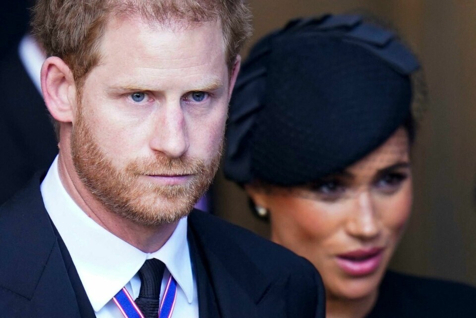 Prins Harry og prinsesse Meghan ved dronning Elizabeths båre, 14. september i år. Photo by Danny Lawson / POOL / AFP)