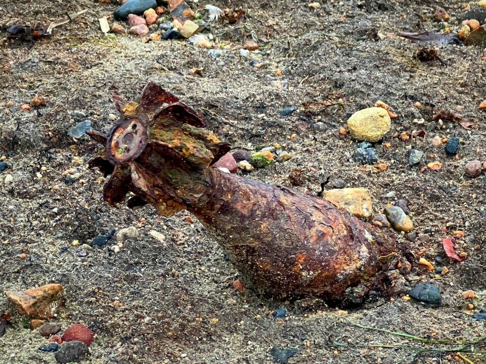 I tillegg til store mengder plast, fant de en granat på stranda i naturreservatet. I tillegg til store mengder plast, fant de en granat på stranda i naturreservatet.