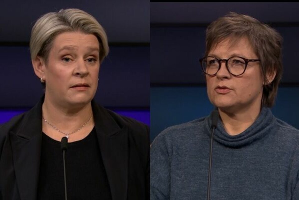 Renate Søderlund (t.h.) er en av mange som har gitt fattigdommen et ansikt. Under Debatten på NRK ville hun ha svar fra arbeids- og inkluderingsminister Marte Mjøs Persen (Ap) om regjeringen har tenkt å heve de statlige minsteytelsene. Renate Søderlund (t.h.) er en av mange som har gitt fattigdommen et ansikt. Under Debatten på NRK ville hun ha svar fra arbeids- og inkluderingsminister Marte Mjøs Persen om regjeringen har tenkt å heve de statlige minsteytelsene.