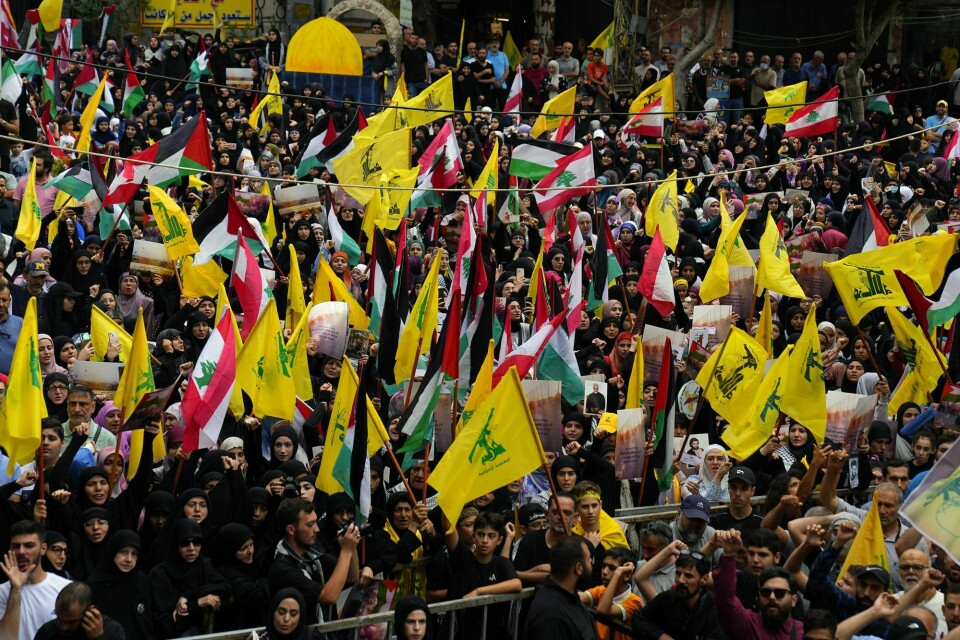 Hizbollah-tilhengere demonstrerer til støtte for Palestina i Libanons hovedstad Beirut. Hizbollah-tilhengere demonstrerer til støtte for Palestina i Libanons hovedstad Beirut.