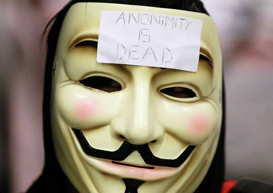 'Anonymous' under en demonstrasjon i San Francisco i 2011. .