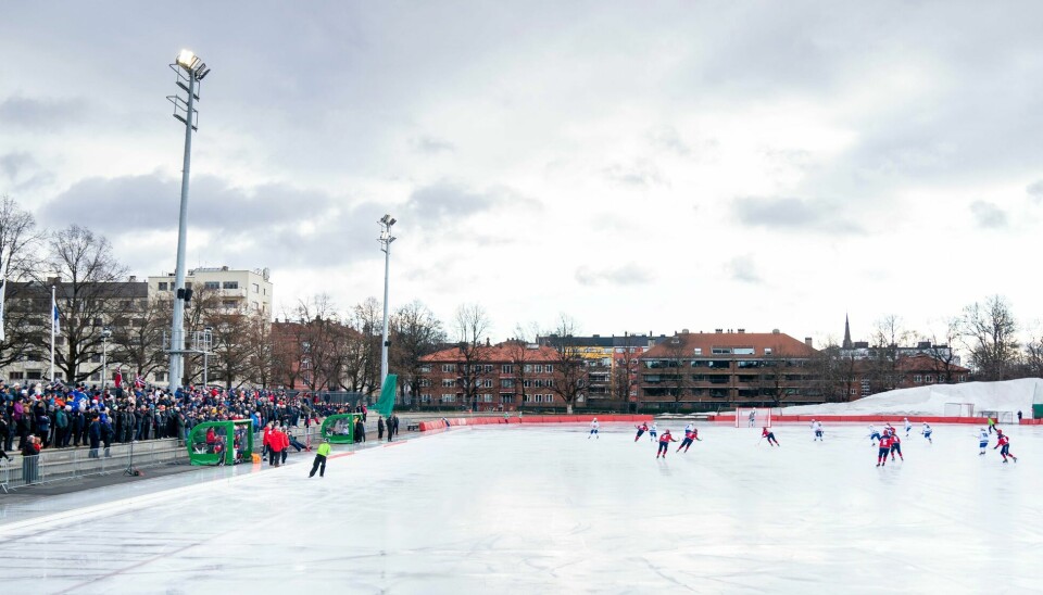 Det blir ingen bandy-VM neste år. Bildet er fra VM for kvinner i Oslo. Sverige håper å arrangere VM i bandy neste år. Foto: Heiko Junge / NTB
