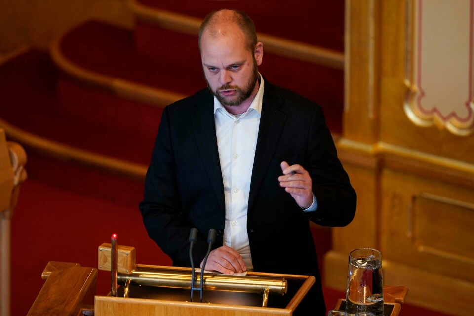 Mímir Kristjánsson (R) under en tidligere spørretime i Stortinget. Mímir Kristjánsson