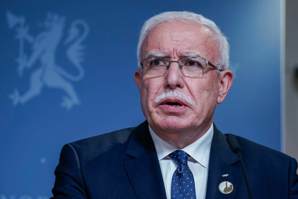 Palestinas utenriksminister Riyad Najeeb al-Maliki på pressekonferansen etter møtet om Gaza-situasjonen med utenriksministre fra Midtøsten, Norden og Benelux-landene i regjeringens representasjonsanlegg. Palestinas utenriksminister Riyad Najeeb al-Maliki på pressekonferansen etter møtet om Gaza-situasjonen med utenriksministre fra Midtøsten, Norden og Benelux-landene i regjeringens representasjonsanlegg. Foto: Stian Lysberg Solum / NTB