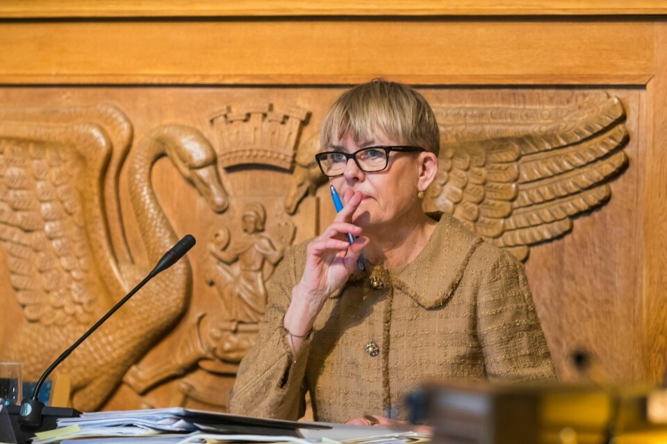 Tidligere skoledirektør Astrid Søgnen etter høring i Oslo bystyre. FOTO: HEIKO JUNGE \ NTB SCANPIX
