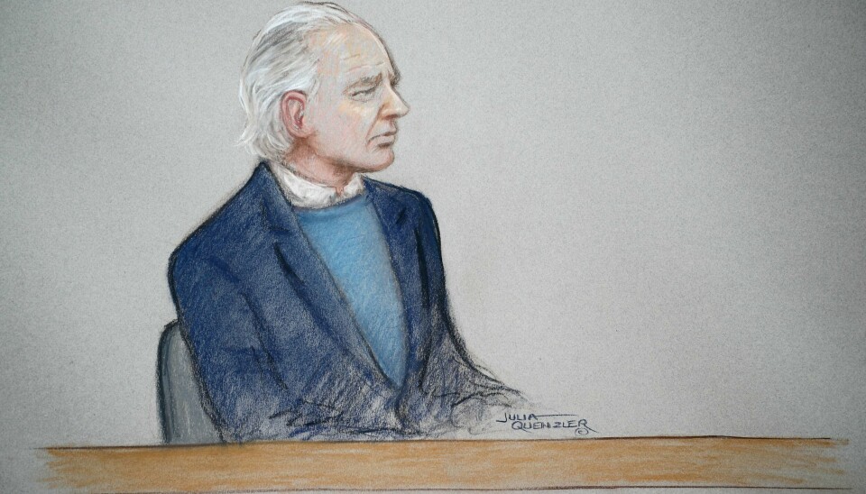 WikiLeaks founder Julian Assange is seen in the courtroom sketch during a case management hearing in Assange's U.S. extradition case at Westminster Magistrates Court, in London, Britain, October 21, 2019. Julia Quenzler/Handout via REUTERS THIS IMAGE HAS BEEN SUPPLIED BY A THIRD PARTY. NO RESALES. NO ARCHIVES.
