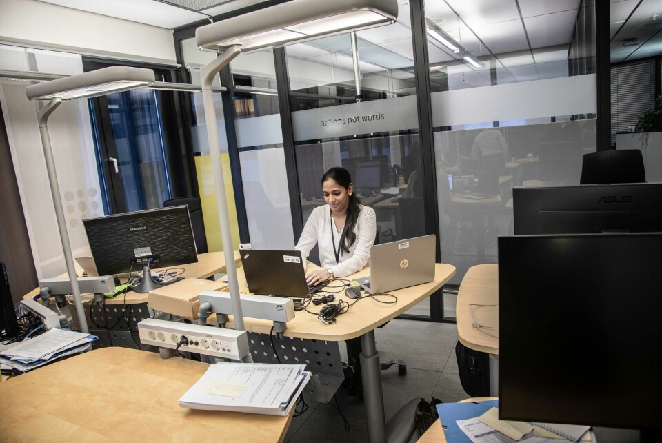 Papitha Sekar trives i det åpne kontorlandskapet på Fornebu. Papitha Sekar trives i det åpne kontorlandskapet på Fornebu.
