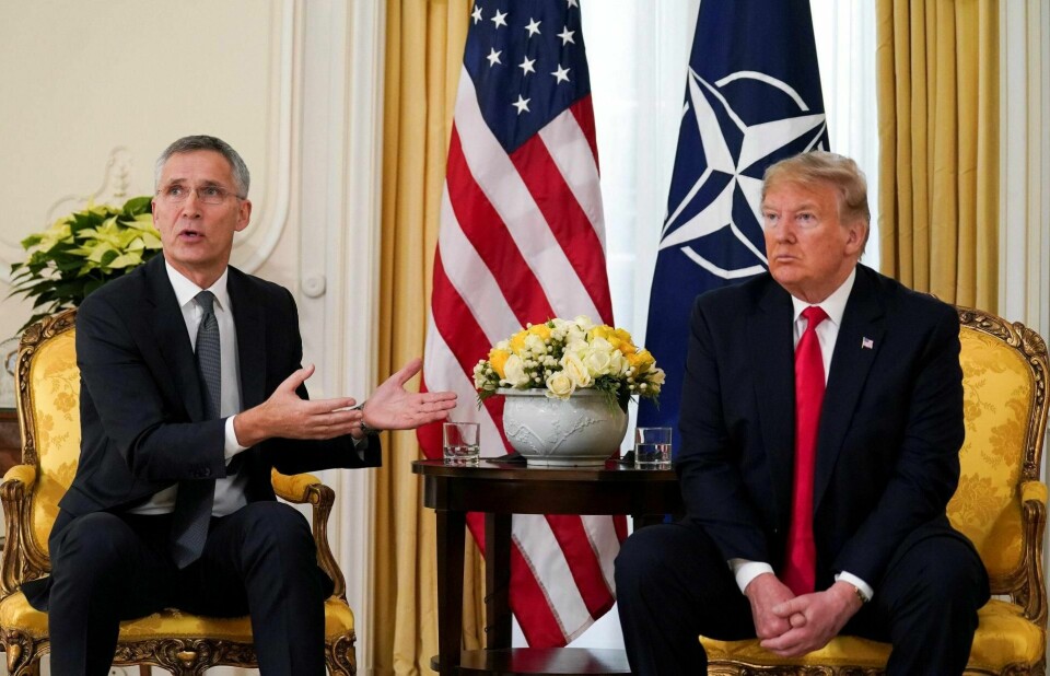 NATOs generalsekretær Jens Stoltenberg møtte tirsdag USAs president Donald Trump før onsdagens NATO-toppmøte. Foto: Kevin Lamarque/NTB scanpix