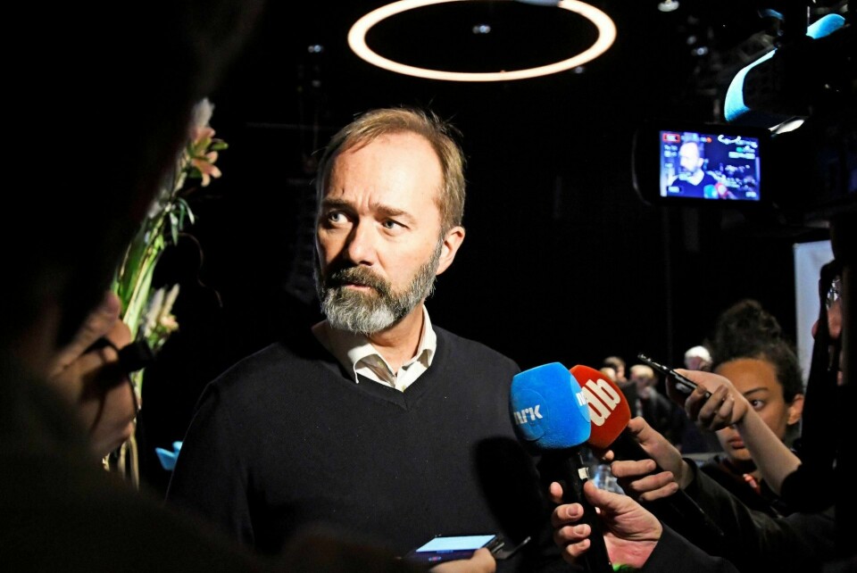 Trond Giske møter presen etter paneldebatten på mediekonferansen Svarte Natta i Tromsø i november. Giske snakket om medias håndtering av Metoo. Foto: Rune Stoltz Bertinussen/NTB scanpix