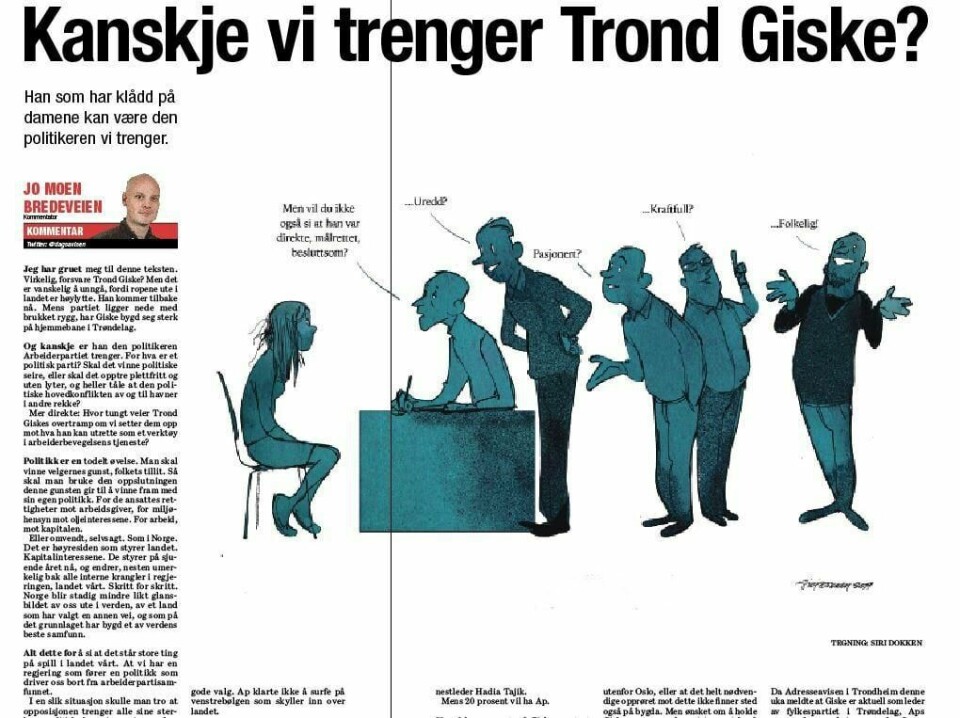 Jo Moen Bredeveiens kommentar om Trond Giske har skapte reaksjoner. Skjermdump: Dagsavisen