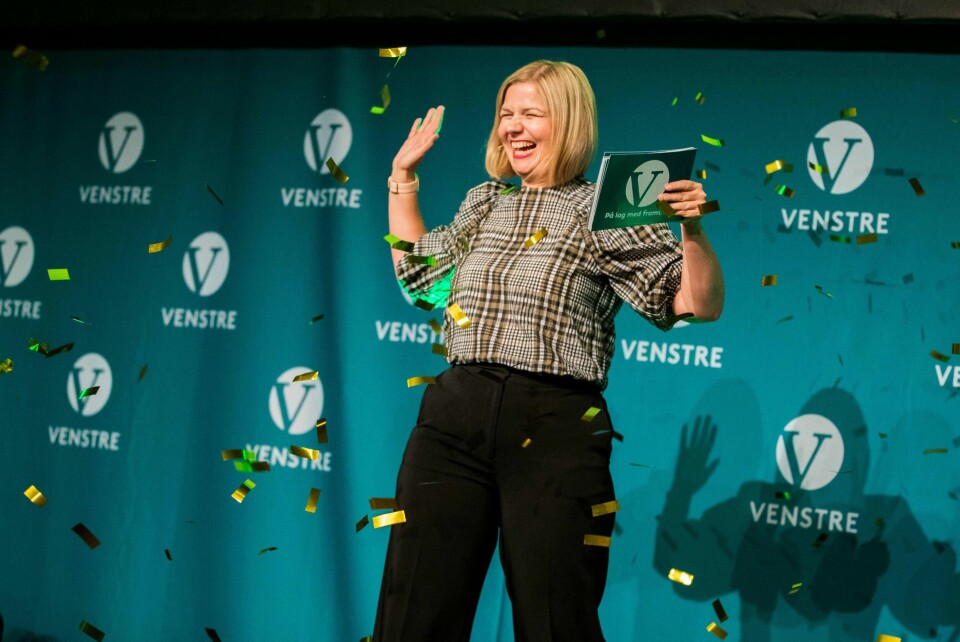 For første gang siden februar er Venstre over sperregrensa hos Opinion, noe som gir viktige utjevningsmandater. Her fra september, da nyvalgt leder Guri Melby holdt tale til Venstres landsmøte.