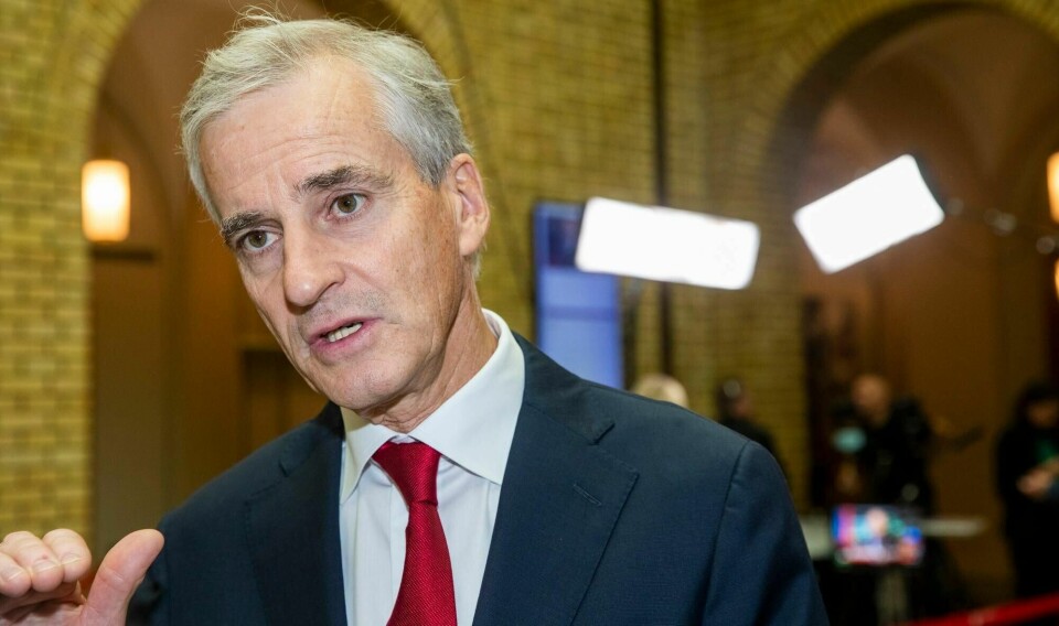 Arbeiderpartiets leder Jonas Gahr Støre i Stortingets vandrehall i forbindelse med framleggelsen av statsbudsjettet for 2021.
