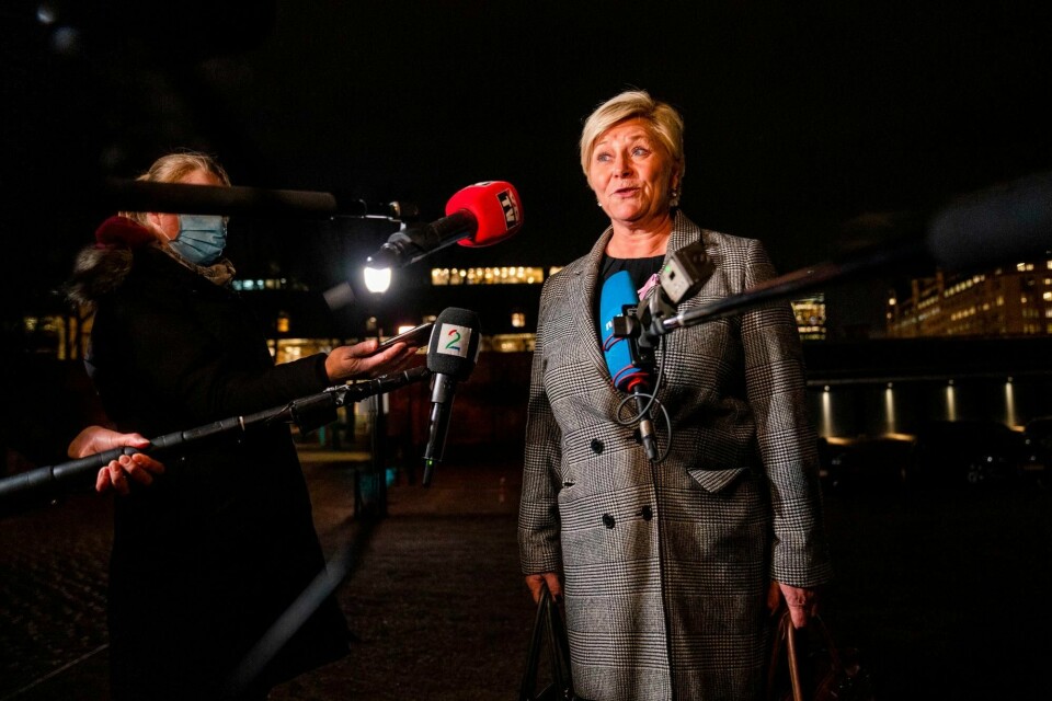 Siv Jensen forlot budsjettforhandlingene etter en halvtime tirsdag kveld