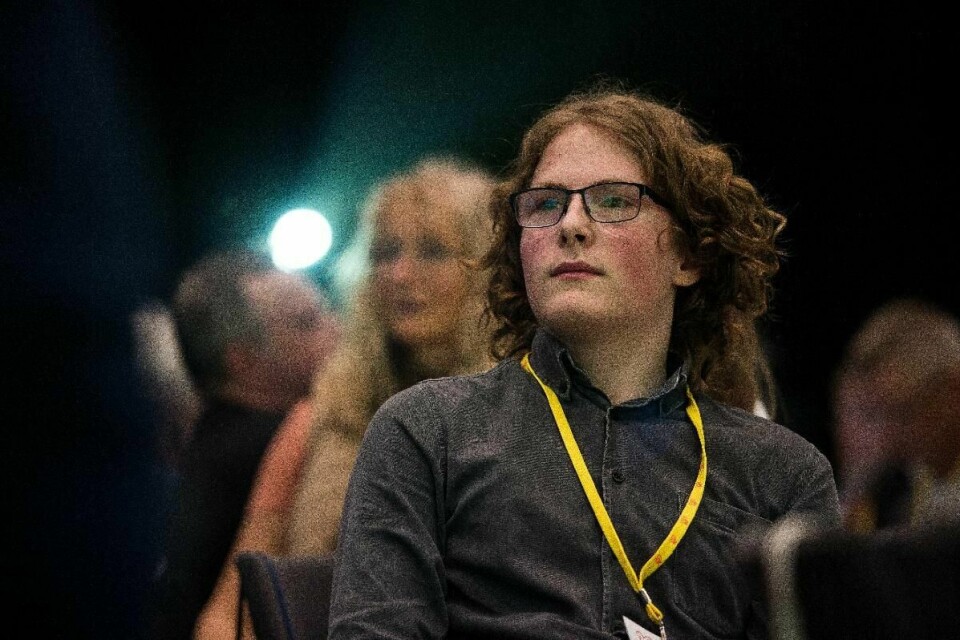Simen Bondevik (20), her på landsmøte i KrF. Han har nå meldt overgang til det nye partiet Sentrum, hvor han blir ungdomsleder.
