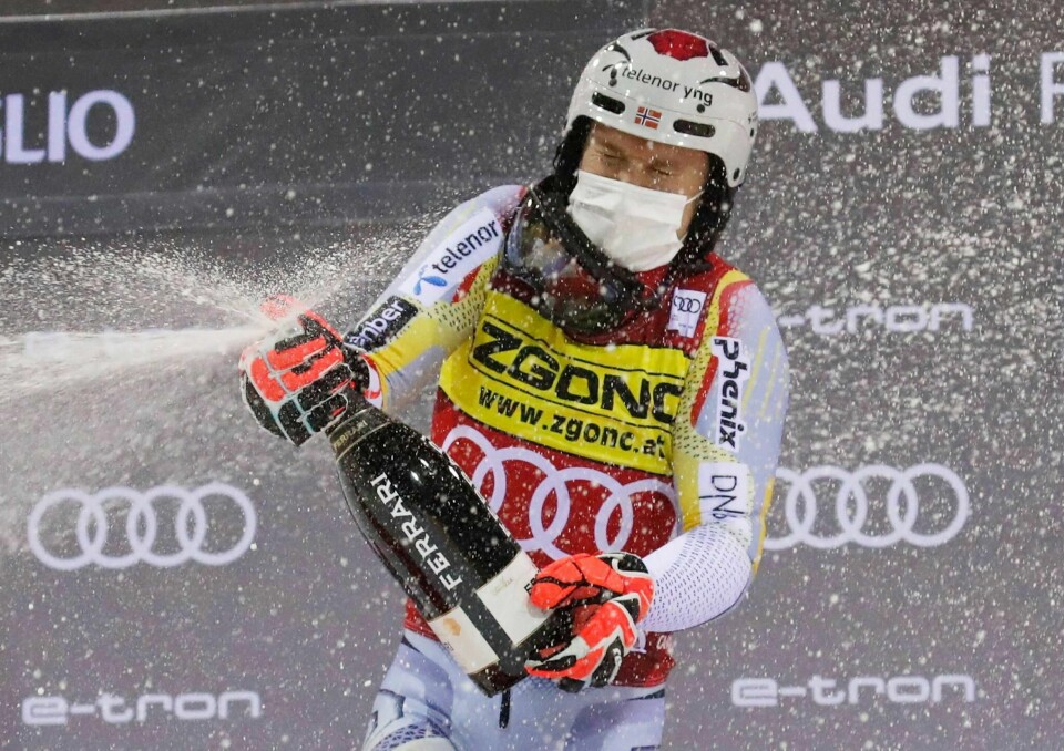 Henrik Kristoffersen kunne endelig feire en seier igjen.