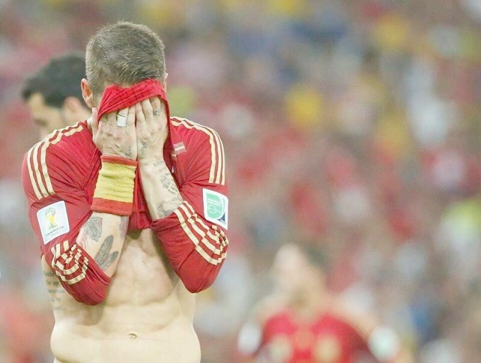 Diego Costa spilte sitt første VM for Spania. Det endte slik. FOTO: JORGE SILVA/NTB SCANPIX