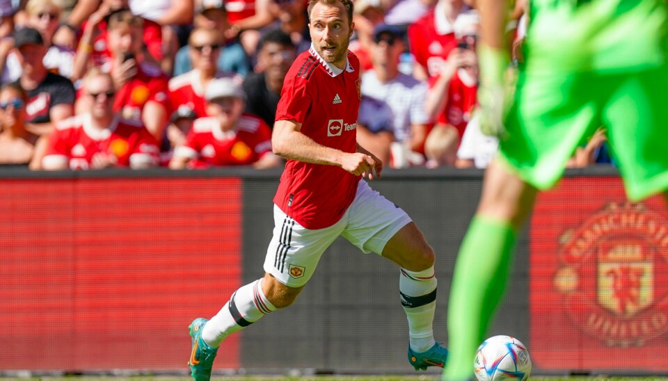 Christian Eriksen fikk sin uoffisielle United-debut under treningskampen i fotball mellom Atlético Madrid og Manchester United på Ullevaal stadion. Christian Eriksen fikk sin uoffisielle United-debut under treningskampen i fotball mellom Atlético Madrid og Manchester United på Ullevaal stadion. Foto: Stian Lysberg Solum / NTB