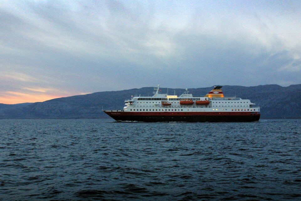 Hurtigruteskipet Richard With som gikk på grunn forrige uke. Det er dette skipet, Hurtigruten Richard With, som har gått på grunn. Arkivfoto: Foto: Gorm Kallestad / NTB
