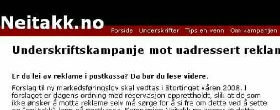 Heller Ja, takk enn Nei, takk på postkassene.